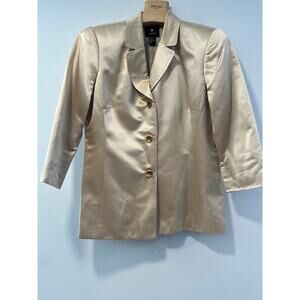 Doncaster DD Collection Silk & Cotton Gold Metallic Blazer Jacket Size 14 SG